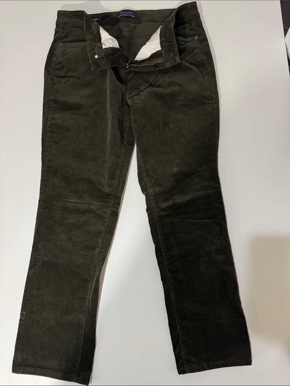 Talbots Dark Olive Corduroy Straight-Leg Pants